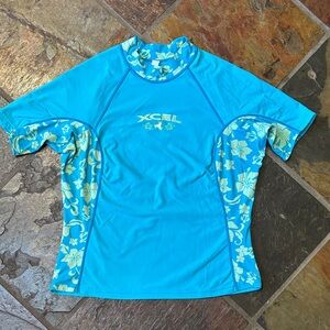 3/$20 XCEL Blue Floral Rash Guard